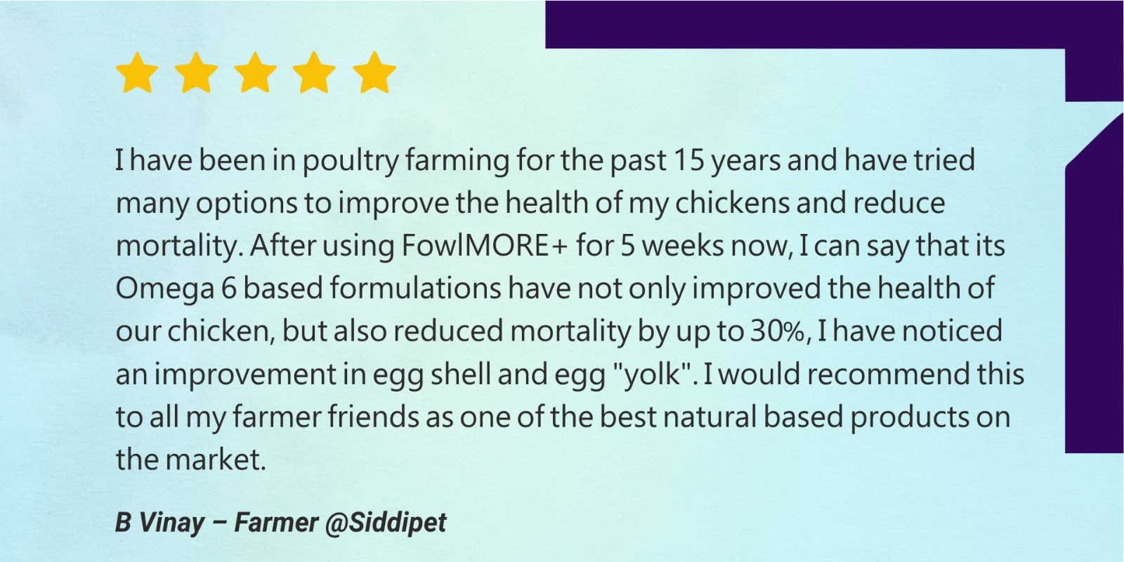 Poultry farmer B Vinay from Siddipet shares how FowlMORE+ reduced chicken mortality and improved egg shell and yolk quality