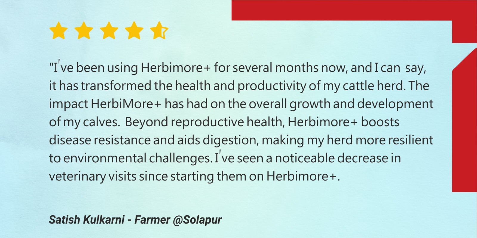 Satish Kulkarni, a farmer from Solapur, shares how HerbiMore+ improved cattle productivity, calf growth, and reduced veterinary visits